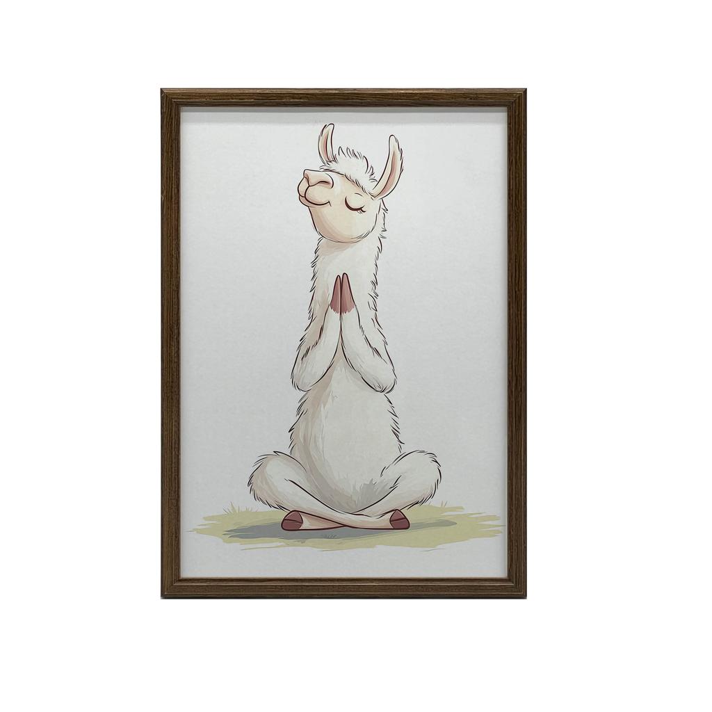 Llama In Meditation - Decorative Poster Llama In Meditation - Decorative Poster, 50X70 Cm, Gold Aluminum Frame, 230 Gsm Matte Paper