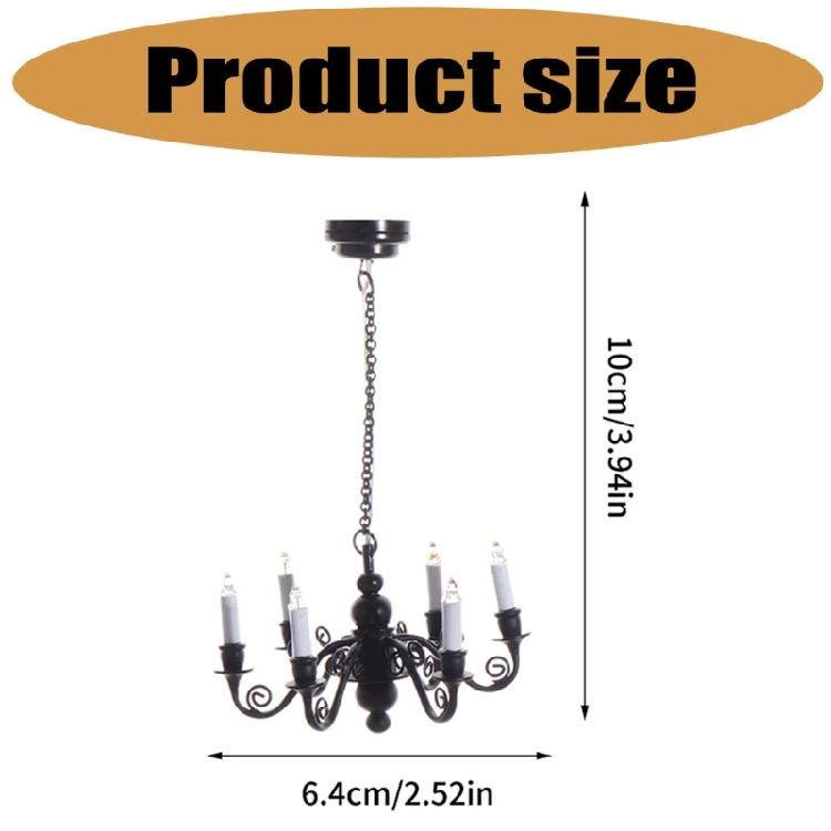 Sześcioramienna Lampa Sufitowa Miniaturowy Model Żyrandola do Domków dla Lalek w Skali 1/12 Akcesoria Oświetleniowe do Salonu Sypialni