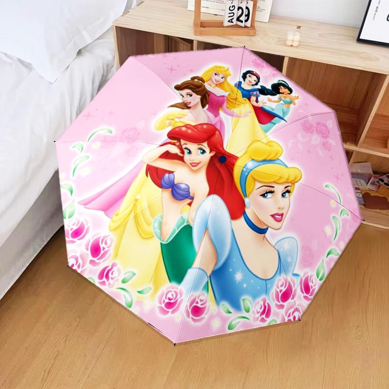 1PC Cartoon Princess Printed Umbrella Folding Umbrella, Automatic Umbrella 8-Frame for Travel, Camping Fan Gifts Christmas Gifts