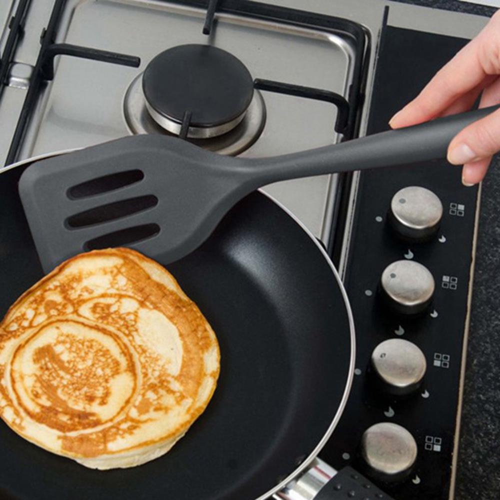 Resistance Nonstick Home Kitchen Utensil Silicone Shovel Spatula Cooking Tool Slotted Turner