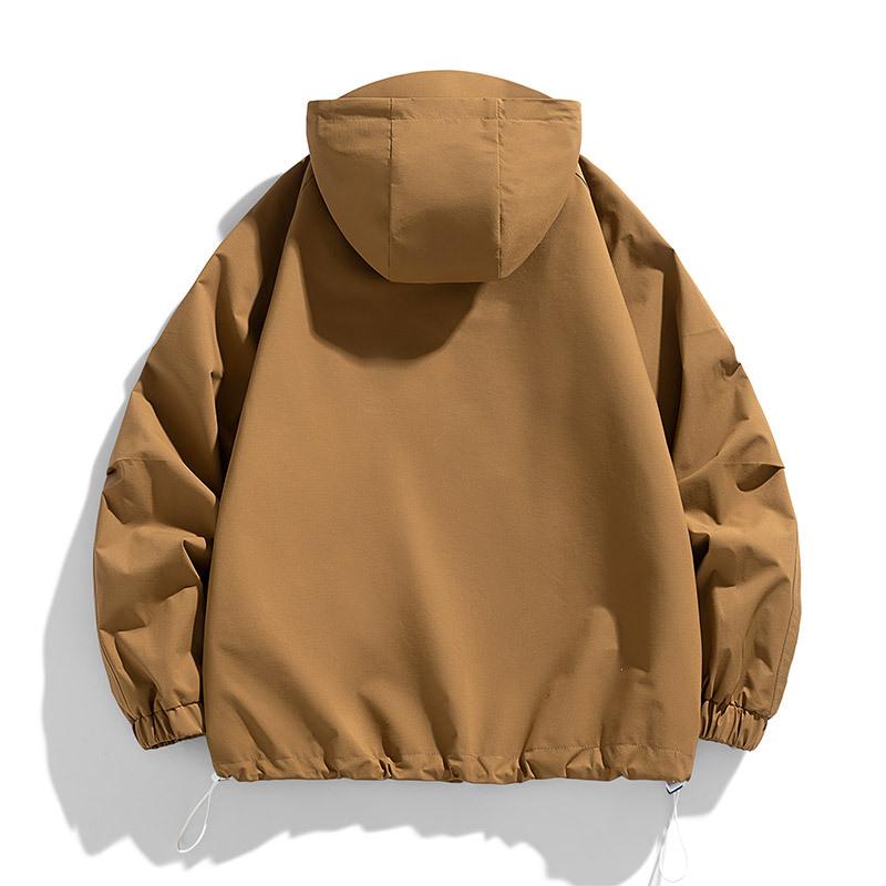 Jacket Men's Autumn Loose Windproof Waterproof Jacket Large Size Fattened Enlarged Hooded Outdoor Tooling Jacket