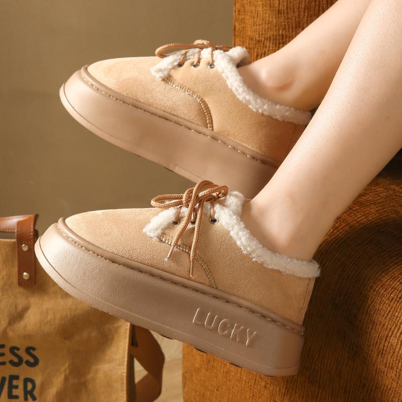 ins retro student cotton shoes autumn and winter wear velvet warm loafer bean shoes