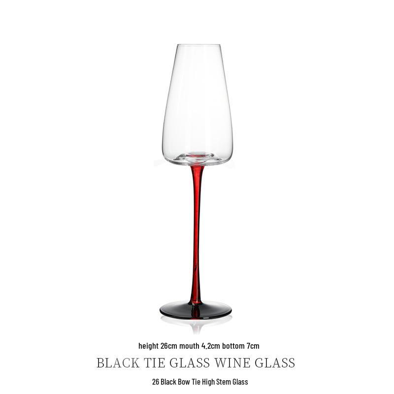 Burgundy Red Wine Glass with Black Base - Crystal Champagne, Concave Bottom, Tall Stem for Home Use