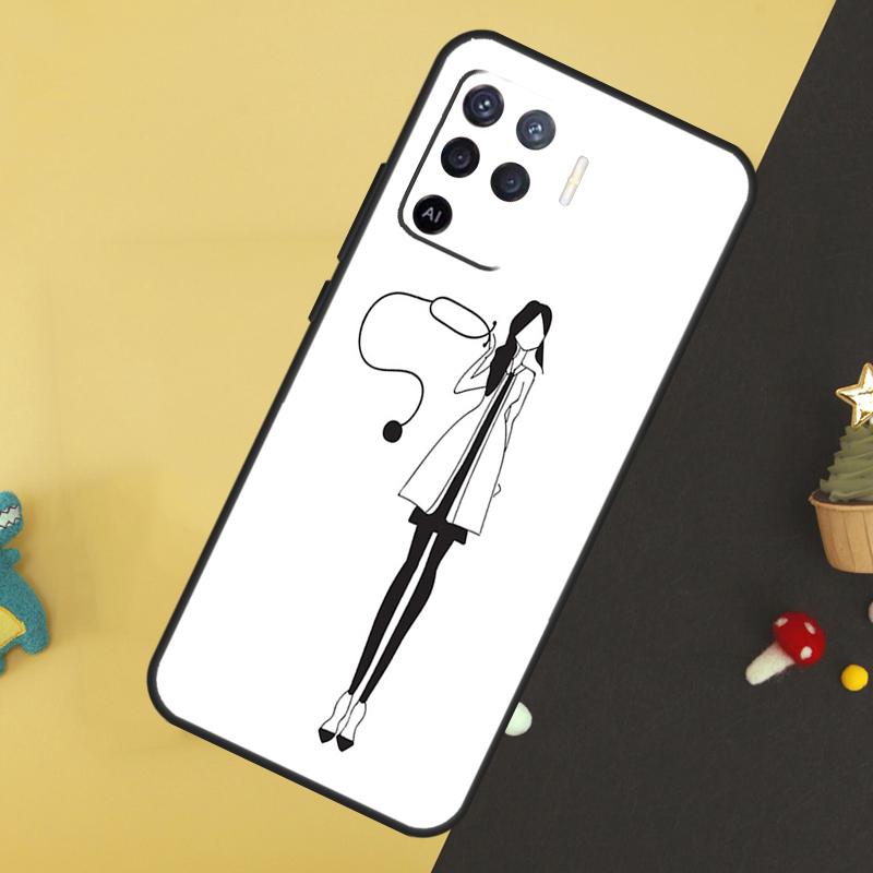Cartoon Doctor Nurse Case For Oppo A58 A78 A98 A18 A38 A74 A94 A54 A15 A17 A57 A6 A5 Pro A16 A76 A96 A40 A60 A80