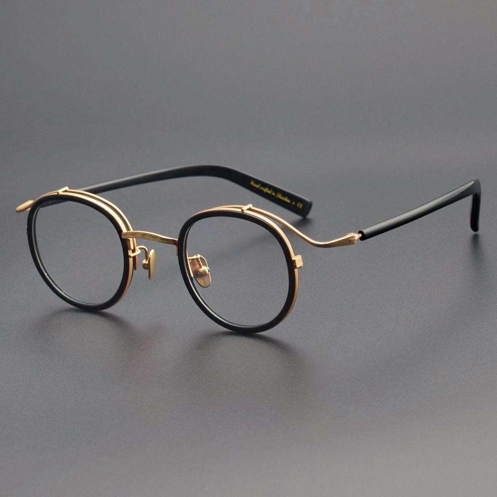 Hutong Song Retro Pure Titanium Round Glasses with Anti-Blue Light for Large Faces - Fashionable and Myopia-Compatible