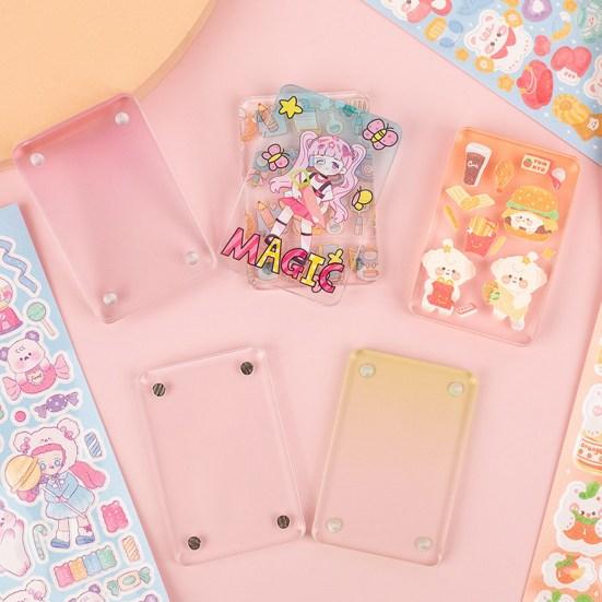 Card Brick Thickened Magnetic Suction Place Photos Gradient Colors Oblong Shape DIY Pictures Transparent See-through Photo Ornament Students Gift