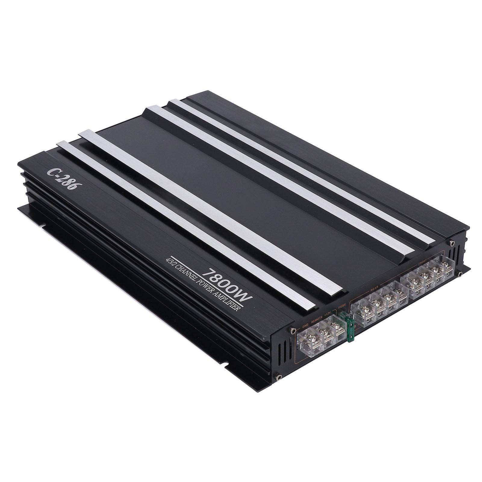 

Car Amplifier 7800W 4 Channels Class AB Aluminum Alloy Pure Bass Power Amp for DC 12V Truck Boat UTV Motorcycle