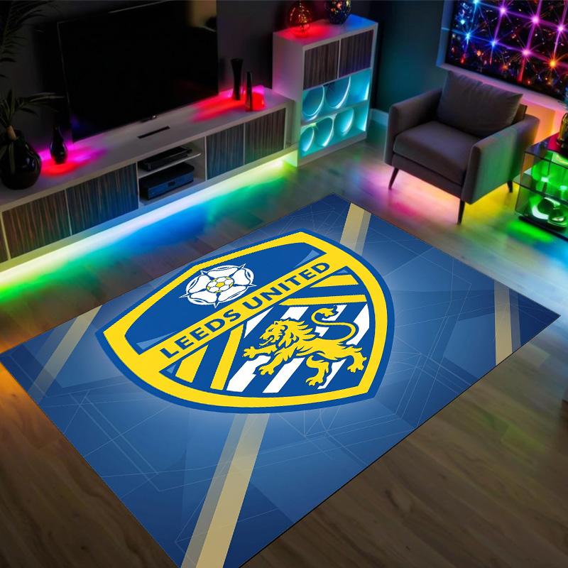 Leeds United Design Kristall Samt Teppich Gemütlich Nicht?Rutschfester Teppich mit Aufdruck für Schlafzimmer Wohnzimmer Eingang
