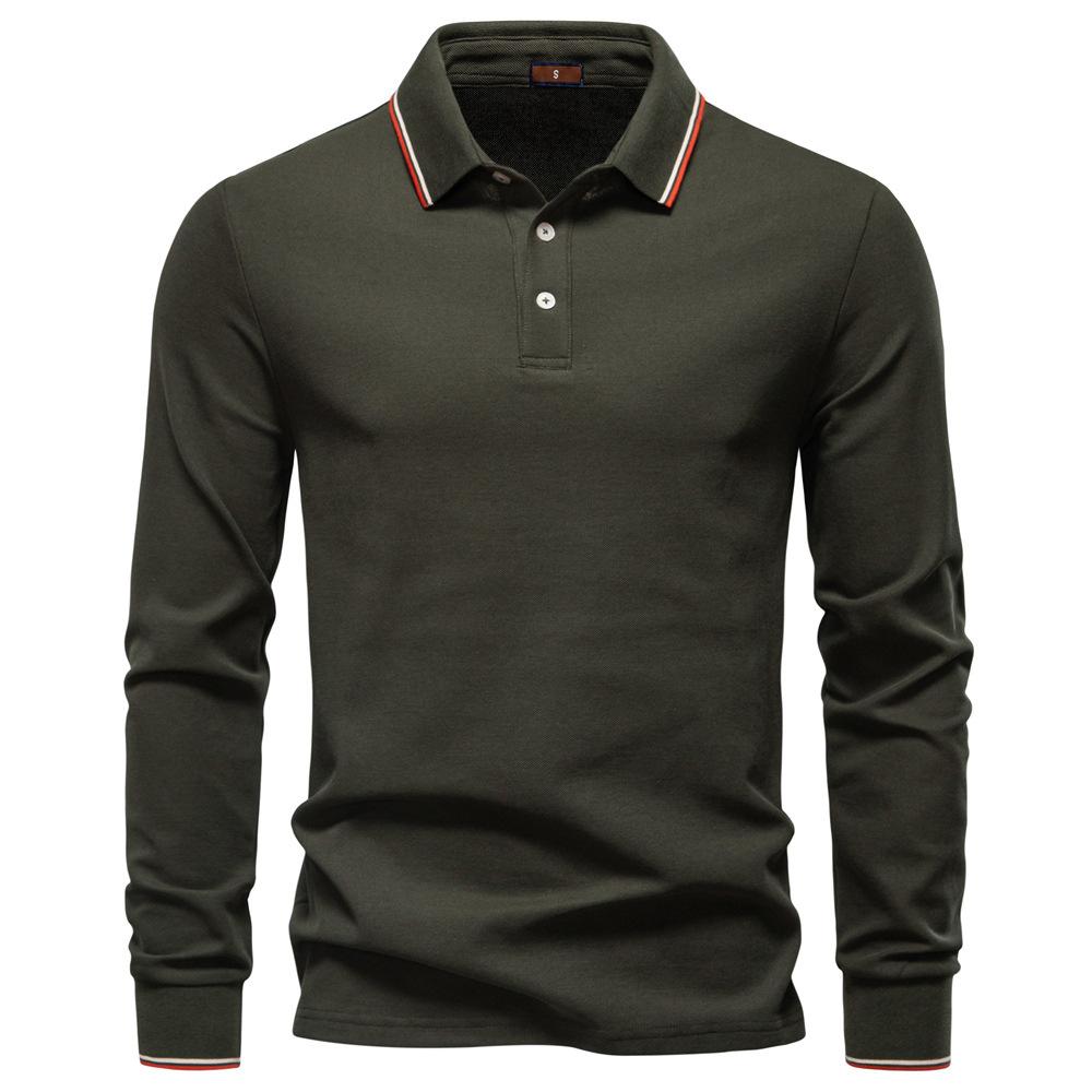 2025 Autumn New Men's Long Sleeved Polo Shirt, Solid Color Men's Top with Lapel, Versatile Polo Shirt for Men