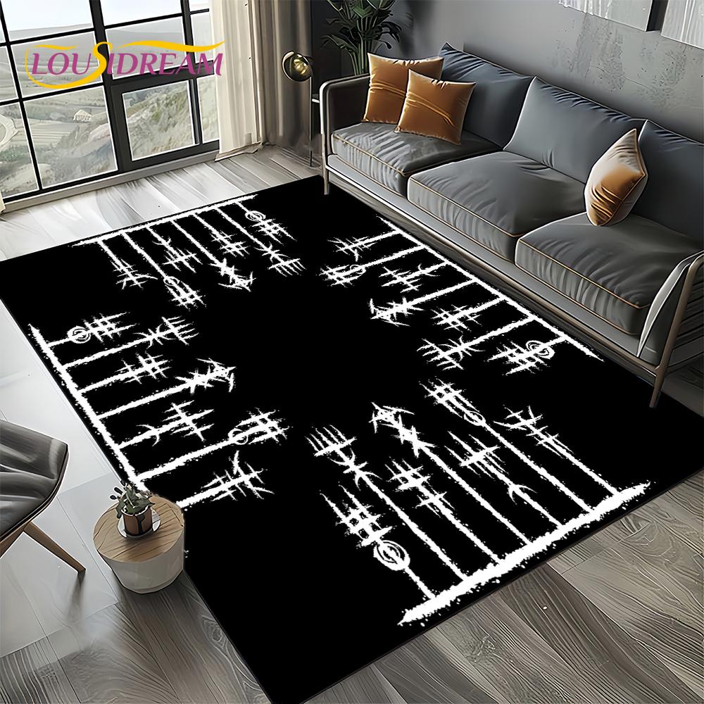 Odin Viking Symbol Valknut Nordic Valhalla Carpet Rug for Living Room Bedroom Home Sofa Decoration,Area Rug Non-slip Floor Mat