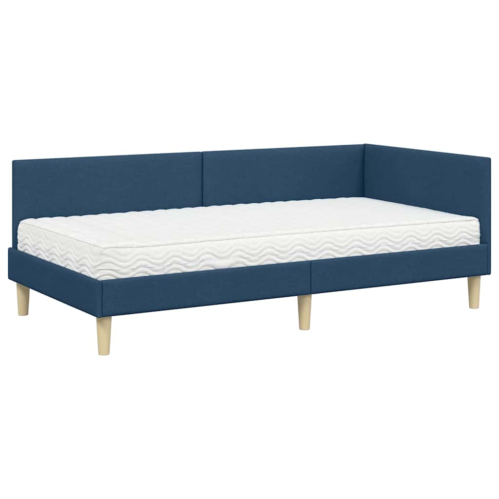 Corner Bed Frame with Mattress Other 2 Pcs Blue Fabric