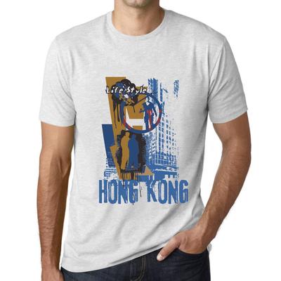 Men’s Vintage Tee Shirt Graphic T Shirt Hong Kong Lifestyle Vintage White