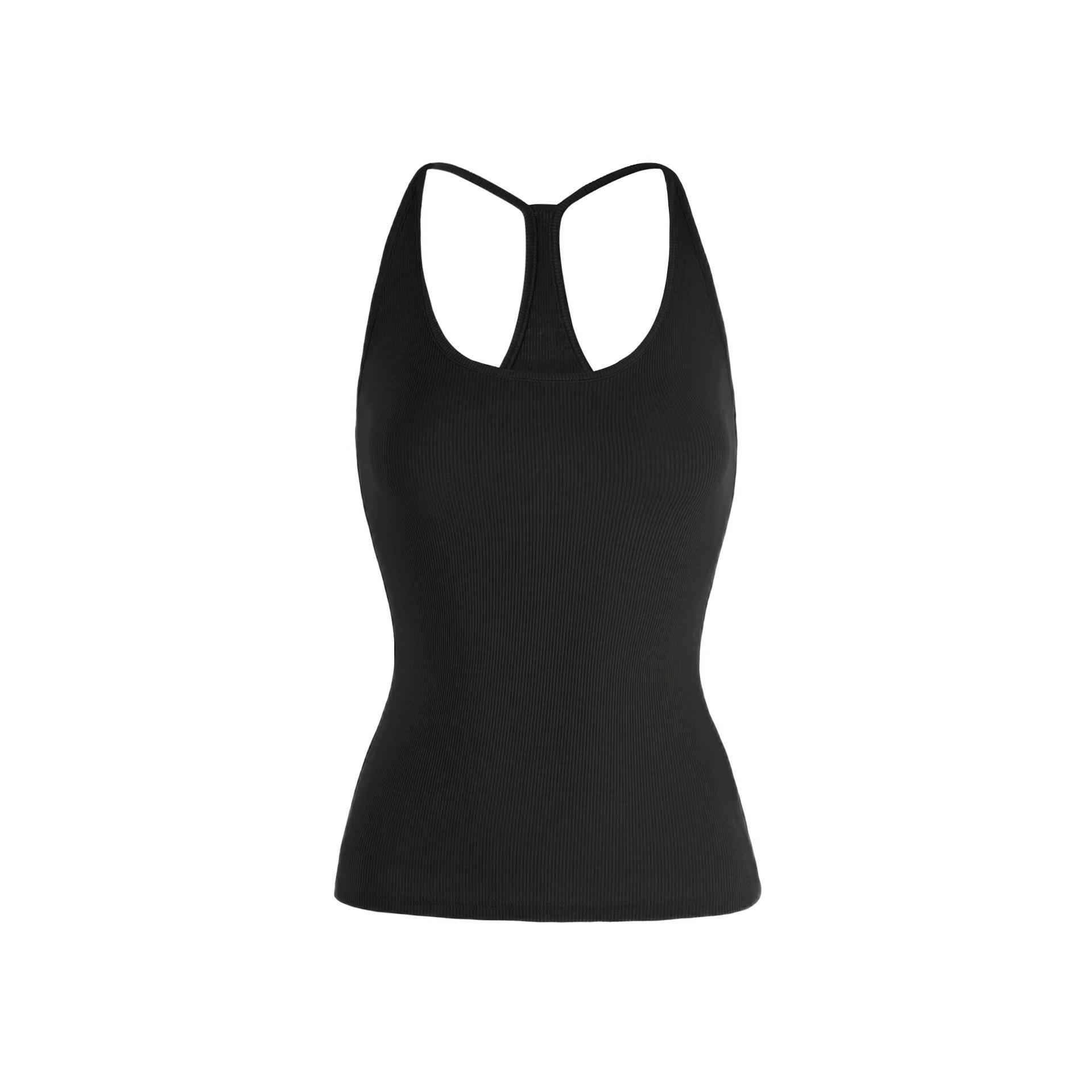 

Basic Multi-Color American U-Neck Slim-Fit Racerback Tank Top with Thin Straps - Women s Casual Hot Girl Sports Camisole Vest Extra Small