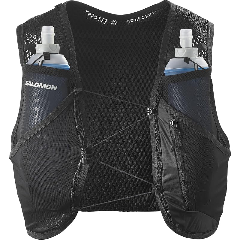 SALOMON ACTIVE SKIN 4 SET Hydration Vest Backpack (Black/Metal, Size S)