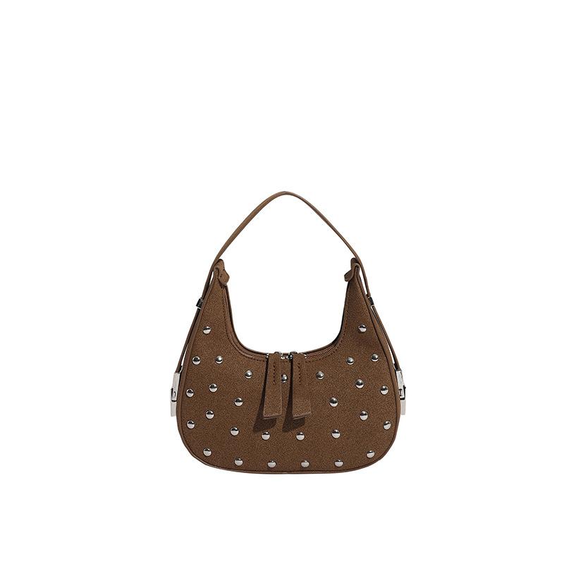 

2025 new retro rivet niche single shoulder underarm bag light luxury texture handbag foreign style handbag bag