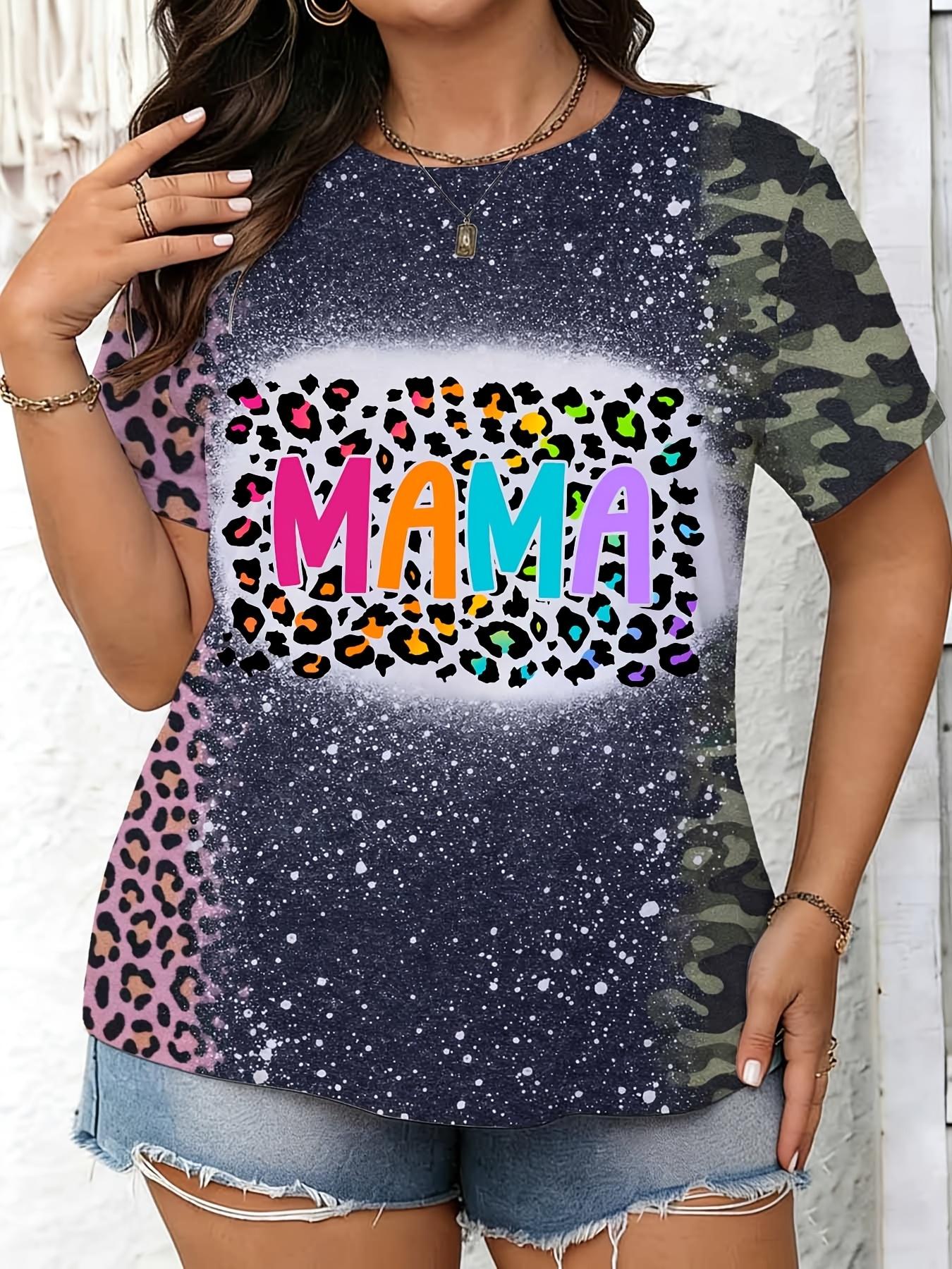 

Leopard Print and Galaxy Pattern Paired with Colorful ;Mama; Text Mother s Day Themed Printed T-shirt. Women s Casual Top Suitable for Home. Parties. S дубильная кора