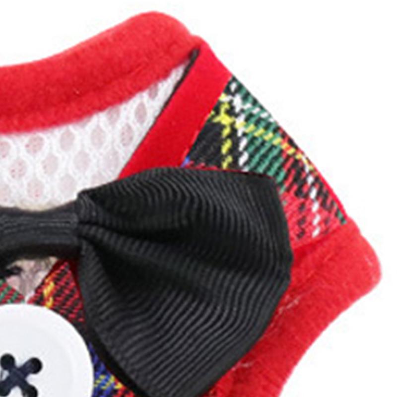 Pet Harness Leash Stylish Cute Bowknots Breathable Mesh Adjustable Dog Vest Harness for Dogs Puppies Red Grids S