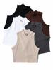 Sommer schwarze Damenmode Crop Top Stehkragen weiß ärmellose Tanktops 5 Farben