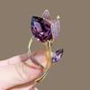 Vintage Luxury Purple Crystal Tulip Flower Brooches For Women Elegant Clothes Suit Accessories Brooch Pins Party Jewelry Gifts