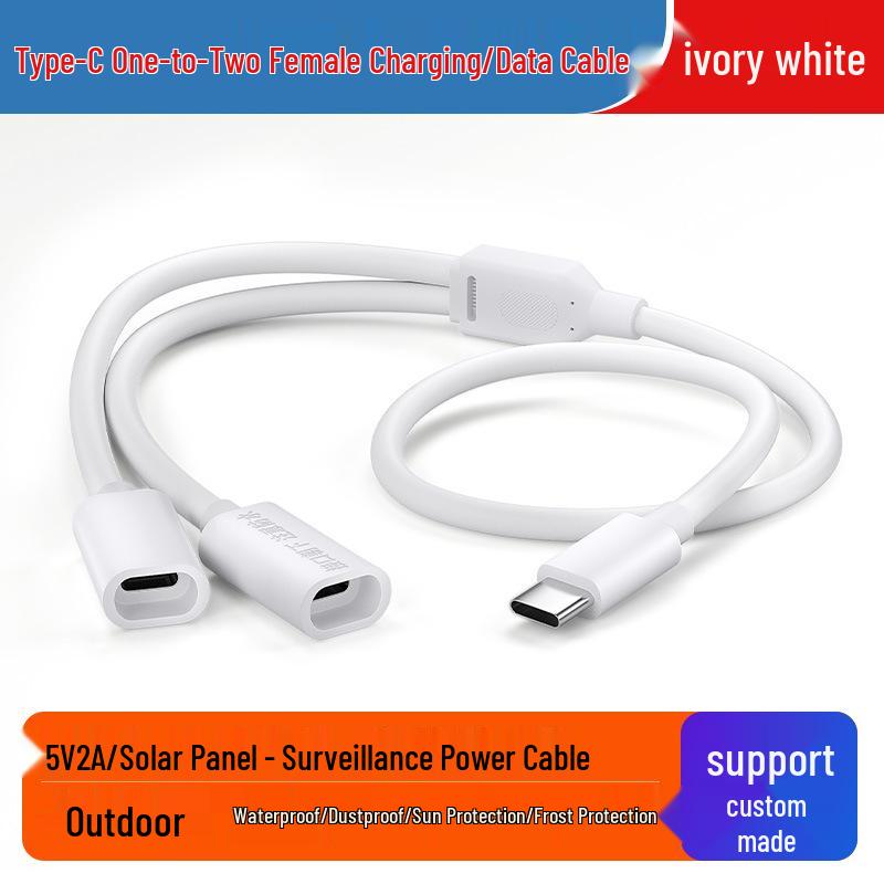 

Dual-Board Solar Monitor Type-C Extension Cable Male to Female Splitter