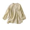 Color Sleeve Cotton And Linen Shirt, Women's Loose Doll Shirt, Design Sense, Nine Quarter Sleeve Fashionable Shirt