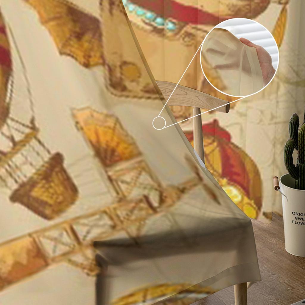 Luftfahrttransport Alter Stil Luftfahrtmaschinen Nahtloses Muster Tüll Transparente Vorhänge für Wohnzimmer Voile Organza Vorhang