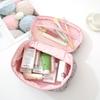 High-Capacity Quilted Floral Cosmetic Bag - Stylish, Compact, and Convenient