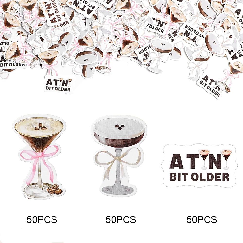

Runtowo 150pcs Martini Paper Scraps , Bar Cocktail Theme Confetti , A Tini Bit Older Happy Birthday Party Decoration