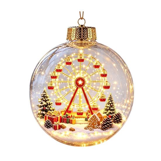 Unique Christmas Gift Ideas Glowing Ball Ornaments, 3D LED Lighted Acrylic Hanging Light-up Holiday Keepsakes Balls for Tree Mantel Window, Home Decor