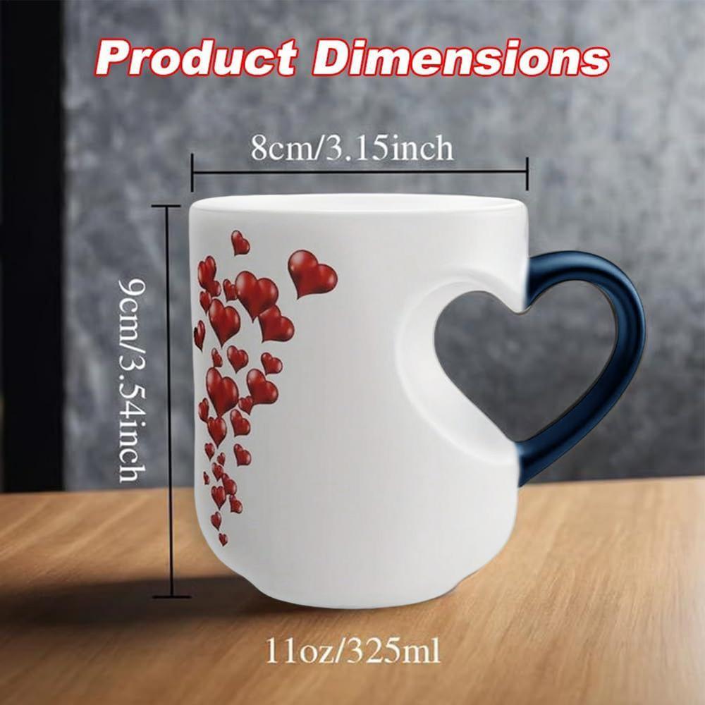Heart Shape Coffee Mugs 325ml Heat Sensitive Color Changing Magic Mug With Handle Cute Gift For Birthday Anniversary Valentine's