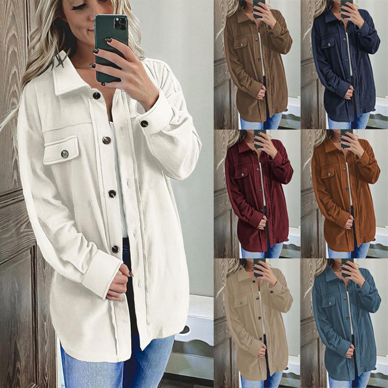 Autumn Winter Solid Color Thin Jackets For Women Long Sleeve Single ...