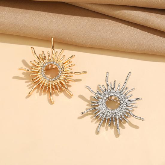 Geometric Design Brooch Pin for Women, Zinc Alloy Badge, Rhinestones Inlaid Brooch Pin for Dress, Coat, Shawl Gift for Mother, Wedding
