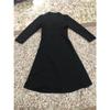 Women's Fashion Black Round Neck Long Sleeve Sexy Temperament Waist Slim Long Swing Skirt Dress