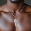 MossanRappr Sparkling Moissanite Iced Out Angel Wing Pendant Gold Plated Trendy Hip Hop Necklace Jewelry Gifts for Men Women