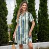 Women's Casual Loose Fit Shirt Dress Button Front Stand Collar Short Sleeve Polka Dot Patterned Dress for Everyday Wear