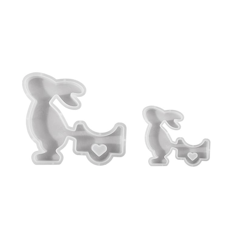 

WTEMPO DIY Epoxy Resin Mold Pulling Cart Rabbit Shaped Design Mold Gypsum Candle Mold Easter Decorations Making Mold 2pcs білий