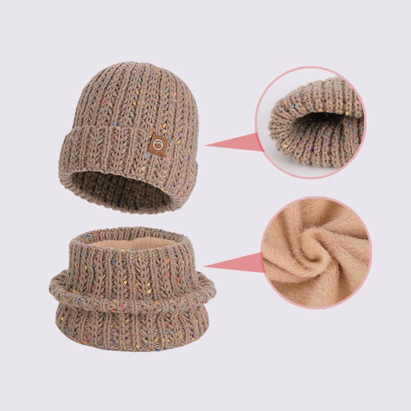 Winter Hat Scarf Set Women's Outdoor Velvet Warm Knitted Hat Ear Protection Head Wool Hat