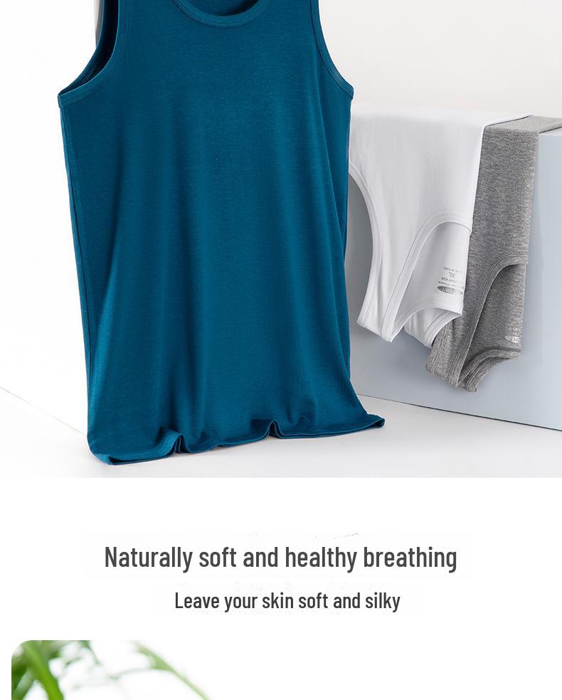 Men's Modal Silk Cotton Sleeveless Sports Vest T-Shirt