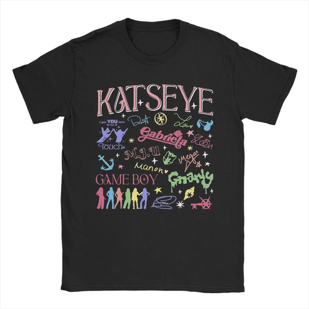 Novelty Katseye Kpop Idol TShirts Unisex Unisex Crew Neck Cotton T Shirt Beautiful Chaos Album Short Sleeve Tees Gift Idea Tops