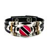 Factory National Country Flag Design Bracelet Crystal Bead Snap Button Sports National Team Jewelry Gift Leather Wrap Bracelet