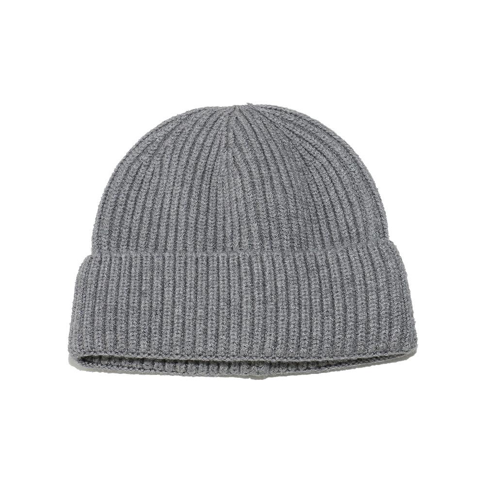Cold hat men's winter warm solid color short melon fur hat men's dome wool knitted hat retro beanless winter hat