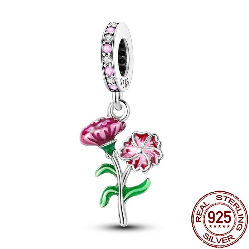 New Charms Copper Colorful Plant Flower Fruit Charm Beads Fit Snake Chain Bracelet Necklace Women Diy Jewelry
