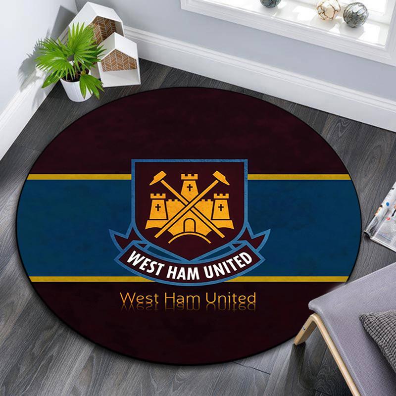 West Ham United2 Round Area Rug,Carpet Rug for Living Room Bedroom Sofa Playroom Decor,Non-slip Floor Mat