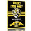 Richmond Tigers Football Club 1885 Vintage Metal Tin Sign  Retro Wall Art with Distressed Typography  Tiger Emblem Black