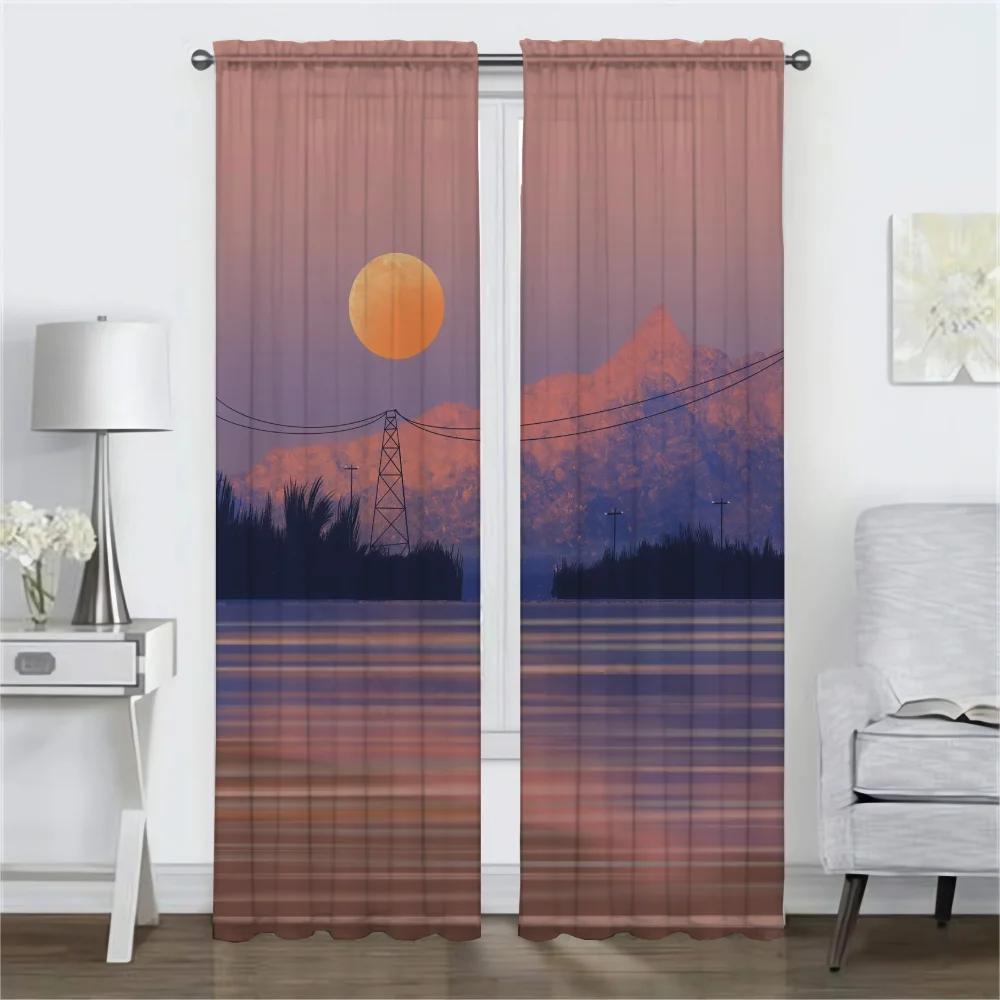 Healing Is the Sunset Window Curtain for Room 2 Panel Curtains for Bedroom Shades Partition Home Interior Curtains Living Camera