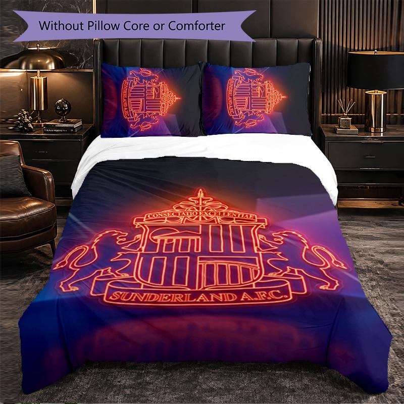 Set Biancheria da Letto a 3 Pezzi Sunderland Football Morbido Set Copripiumino con Federe Set Decorazione Camera da Letto per la Casa