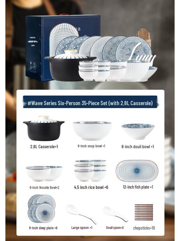 Moda Lanka Wave Japanese Dinnerware Set