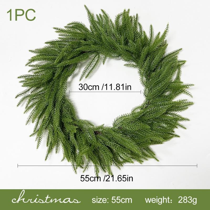 

Искусственные имитационные зеленые растения, венки из хвои норфолкской сосны, рождественское украшение дома, украшение на День благодарения Large garland