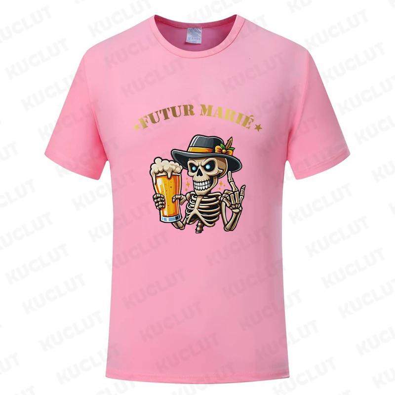 French Men's T Shirt Evg Futur Marié Team Groom Squad Shirt Wedding Best Man Tshirt Funny Single Farewell Bachelor Party Tees