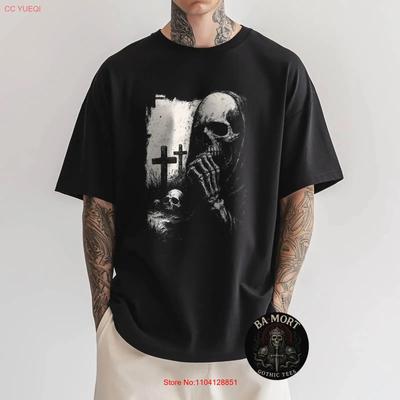 Grim Reaper Skull Deathcore Goth Alt Horror Gothic Aesthetic T Shirt Vintage Washed Streetwear Slightly Fashion Soft Stretched